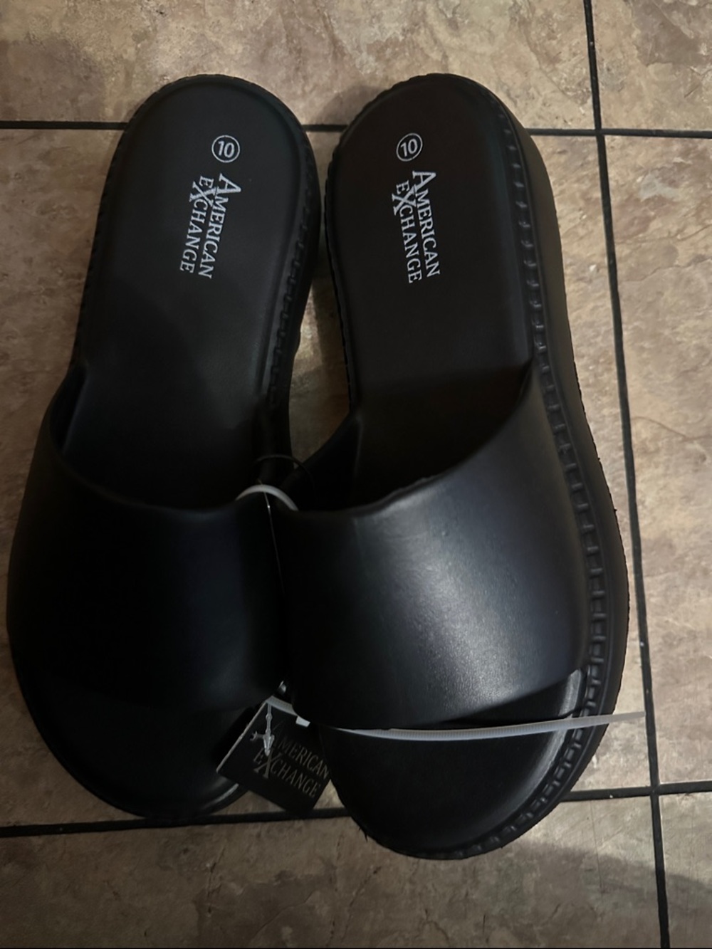 American Exchange Black Women's Slide Sandals